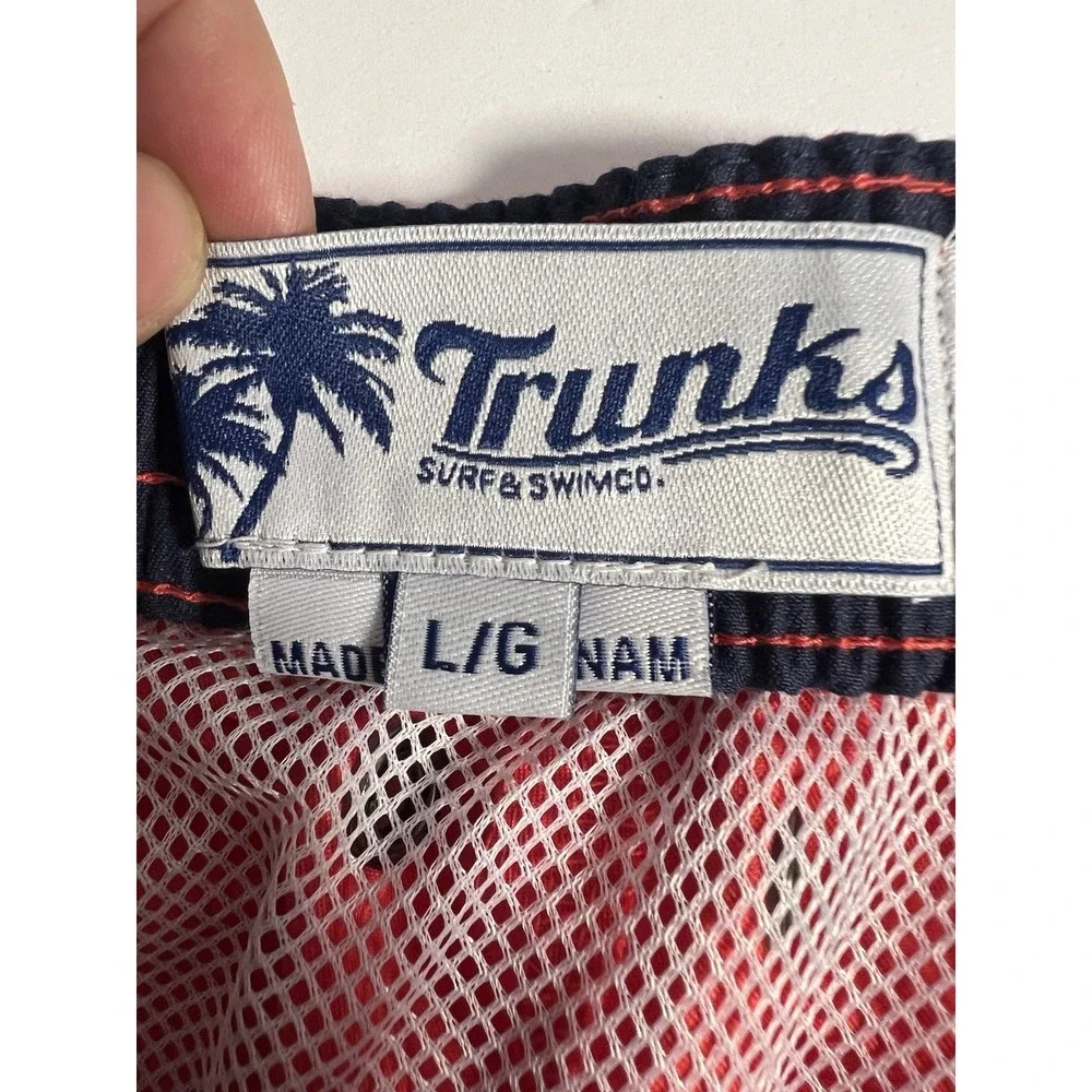 Trunks Surf & Swim Co. Swim Trunks Men Sz Large Red Coral Lined Swim Shorts-New